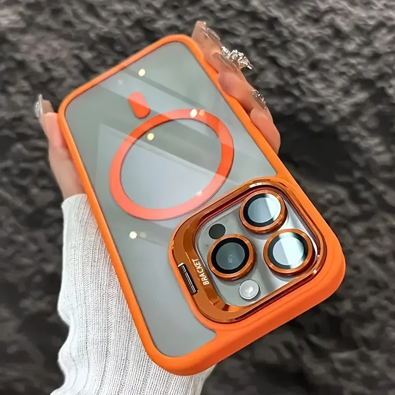 Funda metálica semitransparente antideslizante y antigolpes premium para iPhone 16, 15, 14, 13 y 12 Pro Max, además de 14 y 15 Plus, con cierre magnético, carga inalámbrica y protección contra caídas, incluye cubierta protectora para el lente de la cámar