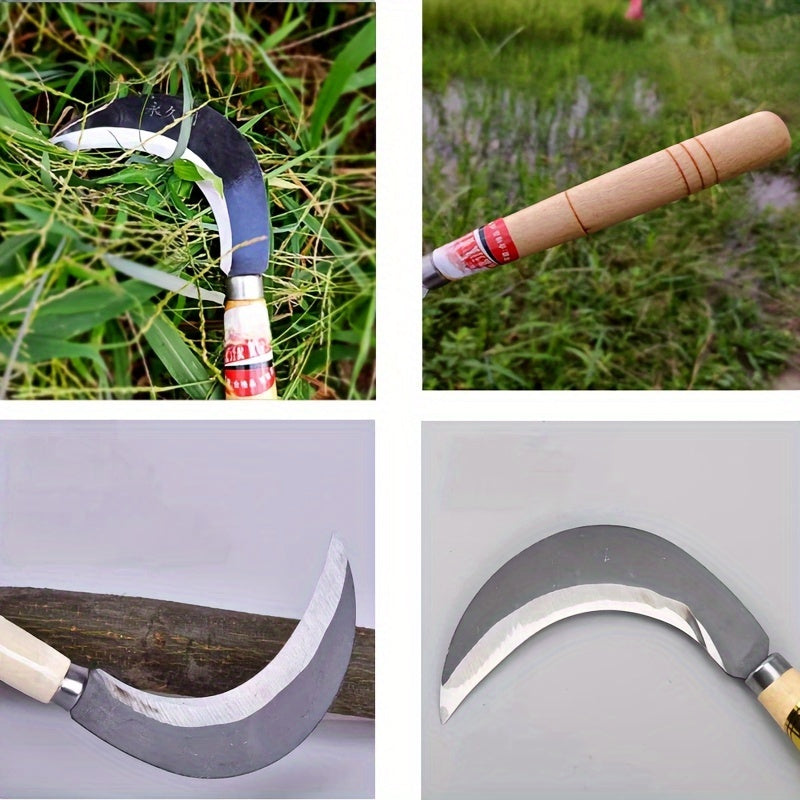 2 piezas de segador de madera con mango cómodo, afilado y duradero, hoja de metal, acero aleado duradero - Adecuado para el cuidado de césped, exteriores, corte de césped y corte de cuerda, herramienta esencial para jardinería