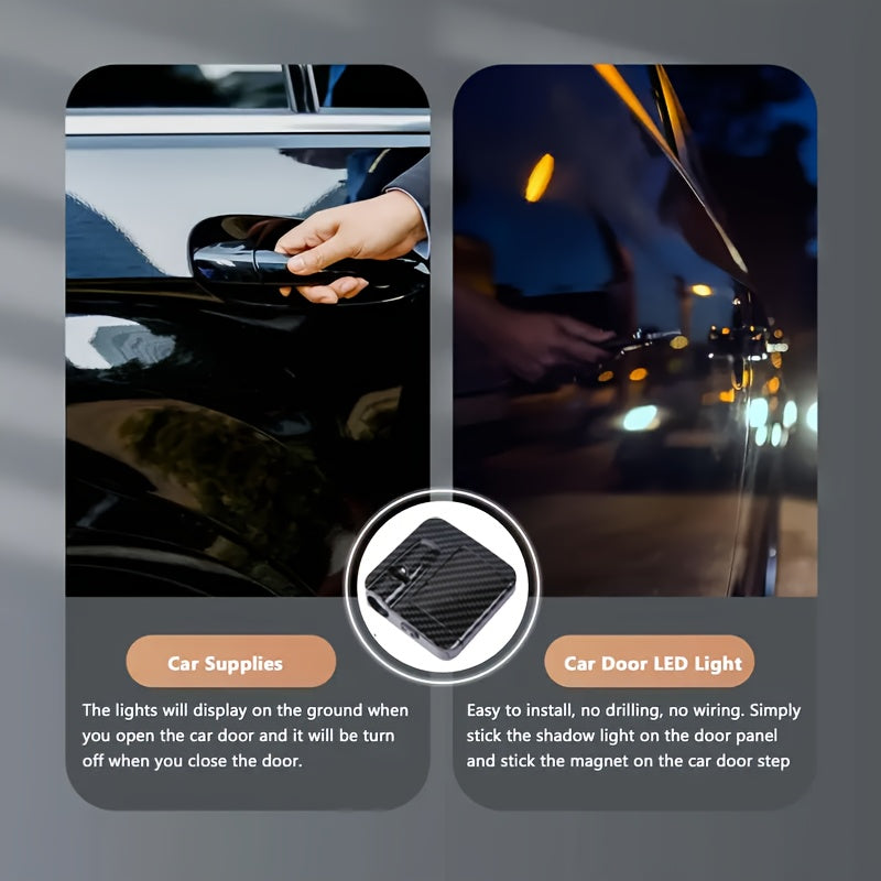 Conjunto de 2 Luces de Bienvenida para Puerta de Coche con LED - Diseño Texturizado , Funciona con Batería, Instalación Fácil, Compatible con Autos, SUVs, Furgonetas, Fuente de Luz Proyectora, para CHEVROLET, para DODGE, para for Nissan, para TOYOTA, par