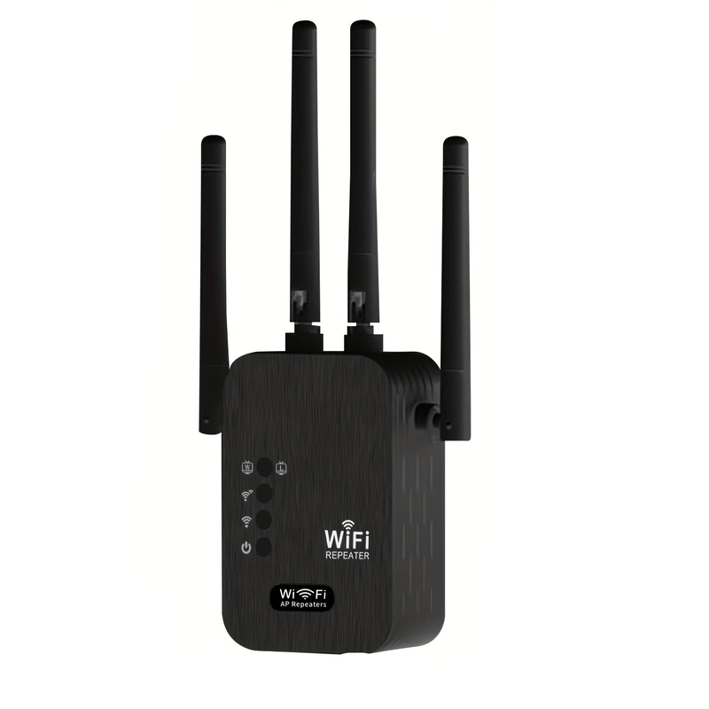 Amplificador WiFi 2024 Nuevo, Señal 6x Más Fuerte, Cobertura de 2.4GHz hasta 8500 Pies Cuadrados, Compatible con 35 Dispositivos, Cobertura Completa 360° con 4 Antenas, Configuración Rápida y Puerto Ethernet Incluido