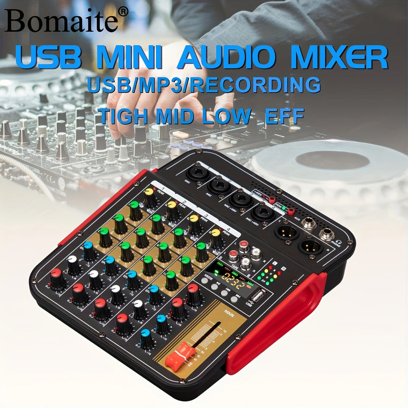 Bomaite 6-canal Mezclador De Sonido Personal Con Efectos De Sonido Audio USB De Grabación Para PC Y Más - ¡Perfecto Para Escenario Y Estudio!