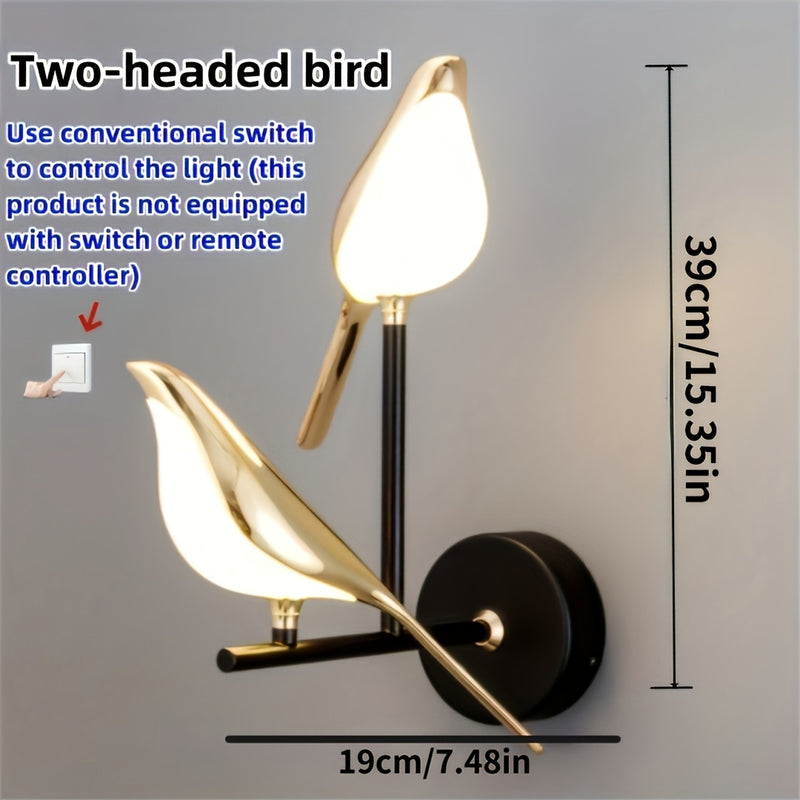 Lámpara de pared LED moderna, lámpara de pared regulable, lámpara de pared creativa con pájaro, ahorro de energía y durabilidad, instalación semi-englobada, adecuada para dormitorio, baño, cocina, luz de pasillo, luz de pasillo, etc., no requiere batería