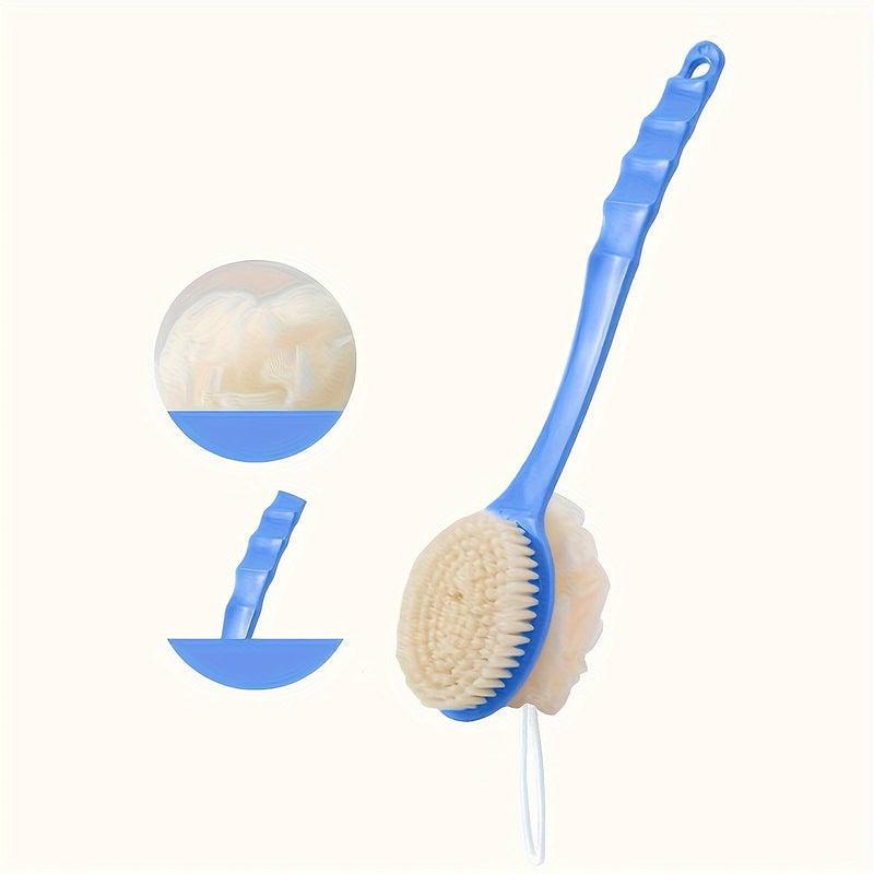 Cepillo corporal de cerdas y esponja suave de lujo - Cepillo de ducha curvo de mango largo exfoliante suave para mujeres y hombres - Accesorios de spa para el baño para el cuerpo, la cara y el cuidado de la piel