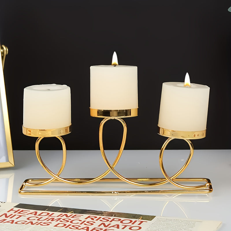 Portavelas Dorado de Múltiples Cabezas - Elegante Adorno de Mesa en Hierro con Acabado Pintura Horneada para Halloween, Navidad, Eid, Acción de Gracias - Sin Necesidad de Electricidad