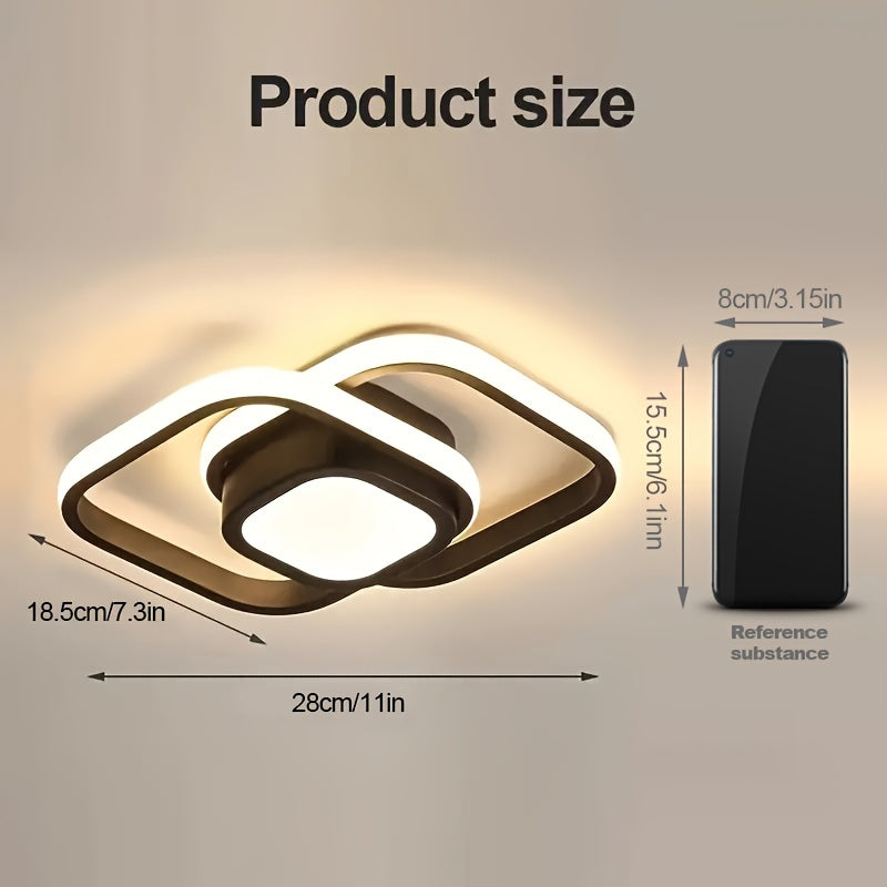 1pc Luz de Techo Dorada con Patrones Geométricos Inspirados en Árabe - Cuadrado, Ajustable, Lujo Moderno, Iluminación Semi-Encastrada para Pasillo, Balcón y Dormitorio, Diseño Cerca del Techo, Cableado Fijo, 110V-240V, Lámpara para Sala de Estar
