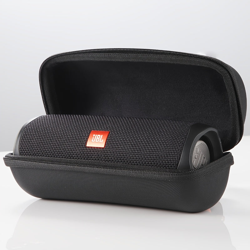 Estuche para altavoz Flip 3/4/5/6, resistente al agua, de EVA, portátil, con cierre de cremallera seguro y asa, imitación cuero, fácil de limpiar, negro (solo estuche)