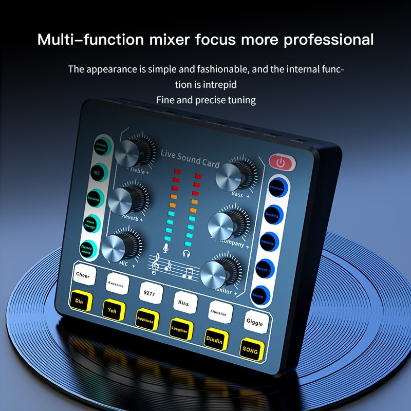 Interfaz de Audio Portátil para Podcasting y Streaming – Tarjeta de Sonido Todo en Uno con Preamplificador de Micrófono Premium, Alimentada por USB, Perillas y Botones Multifunción, Ideal para Grabación, DJ, Compatible con PC y Smartphone, Negro