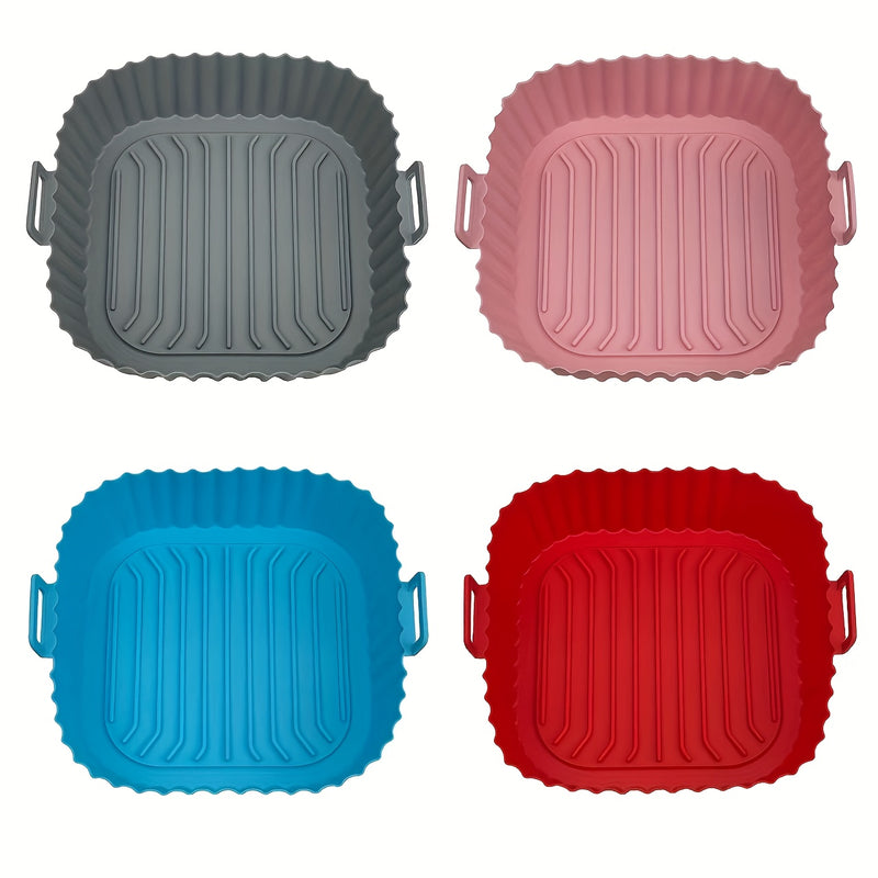 Forros de Silicona para Freidora de Aire Uso Comercial y Doméstico - Antiadherente Reutilizable con Relieves Elevados, Mangos Resistentes al Calor, Compatible con Freidoras de 3QT-5QT, Fácil Limpieza & Duradero, Diseño de Superficie Estriada