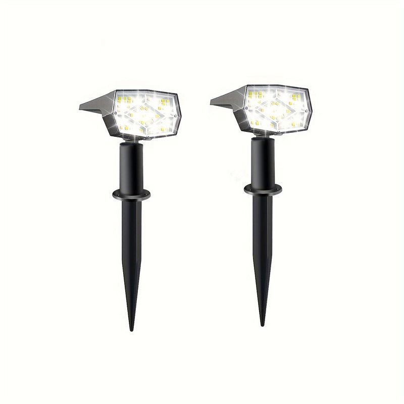 2pcs/4pcs/6pcs Focos Solares para Exteriores, 64 LED Luz Blanca Fría y Cálida con 3 Modos de Iluminación, Focos de Paisaje Ajustables de ABS para Jardín, Patio y Camino, Alimentados por Energía Solar y Resistentes al Clima, Luces Solares para Exteriores