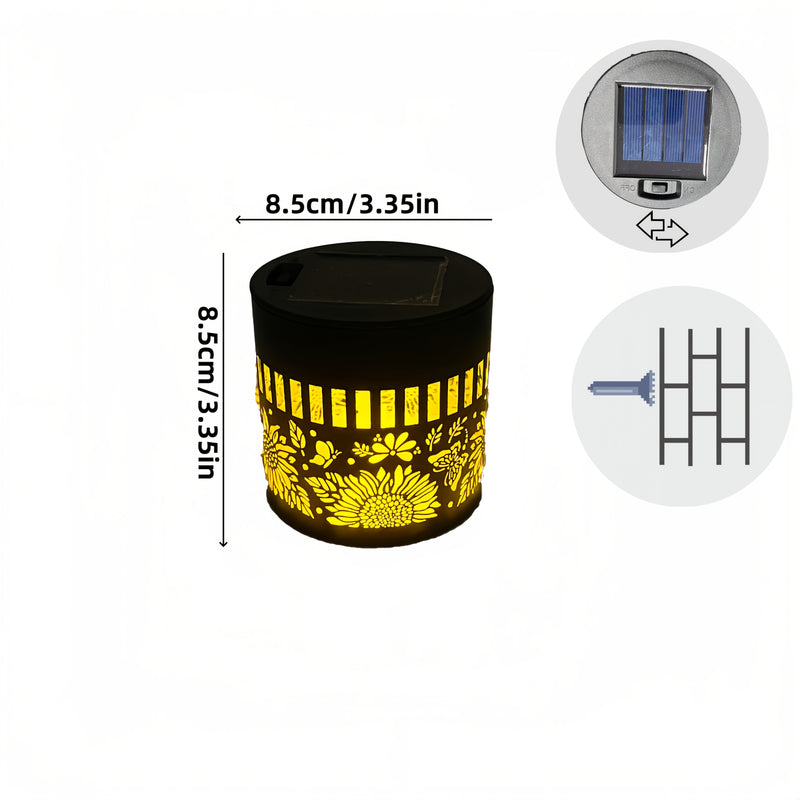 2 piezas/set, luces LED solares de proyección para pared exterior, IP65 luces para cercas con diseño metálico hueco, decorativas para patio, jardín, pasillo, terraza y escaleras, regalo exquisito para padres y amigos