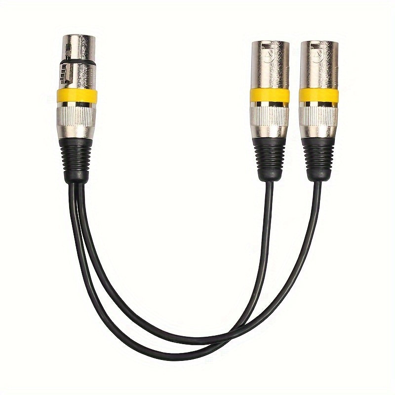 Adaptador de Cable XLR de Aleación de Zinc de 11.81" de 1 a 2 con Tres Núcleos, Cable de Conexión XLR Macho y Hembra, Cable Divisor XLR Adecuado para Consolas de Mezcla, Micrófonos, Altavoces, Amplificadores, Controladores de Luz de Escenario