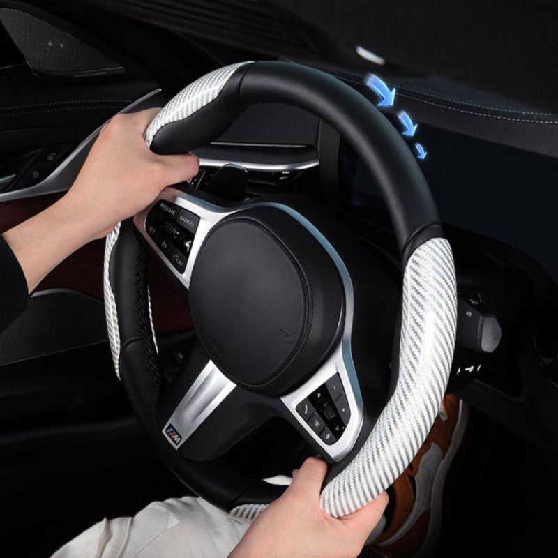 Funda de volante de fibra de carbono roja - Diseño estéreo segmentado, material PVC, accesorio interior elegante para vehículos, accesorios de dirección | Funda de volante elegante | Funda de volante duradera