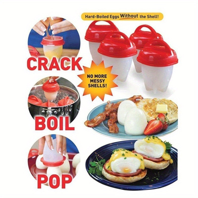 12 piezas de pochos de huevo de silicona - Tazas de cocina resistentes a altas temperaturas y antiadherentes para huevos cocidos perfectos, preparación de desayuno sin cáscara fácil, diseño rojo y blanco, accesorios para cocinar huevos