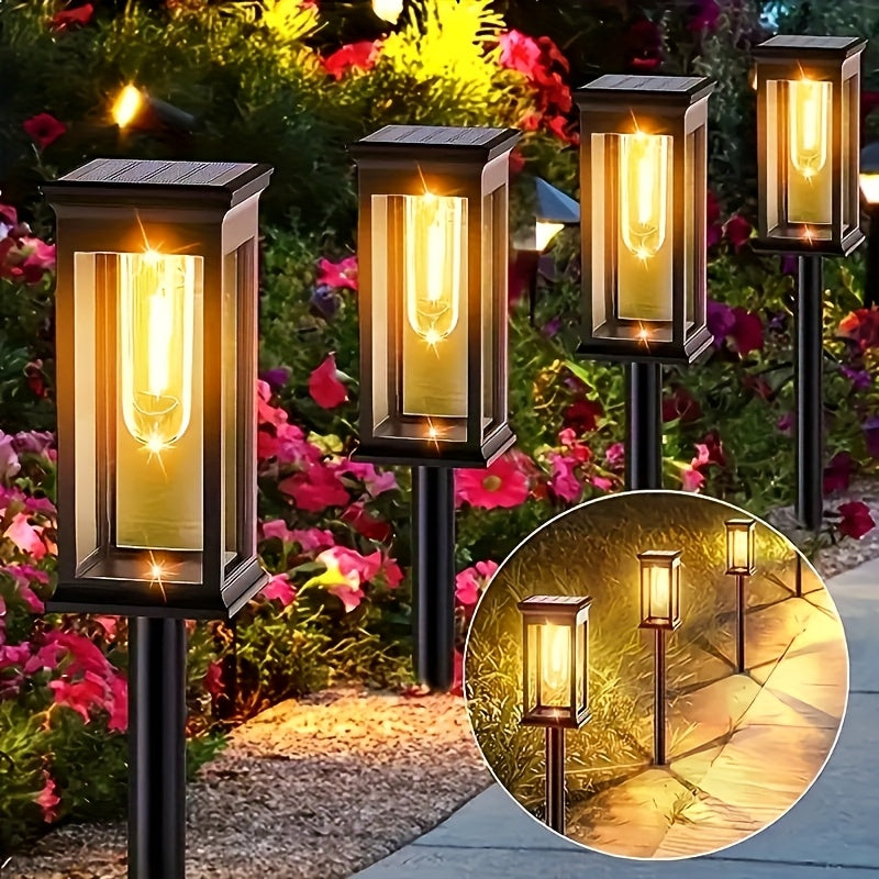 Paquete de 4/8 luces solares de hierba de tungsteno - Iluminación exterior LED para caminos, jardines, patios y corrales con diseño de montaje semienterrado, sombra de polipropileno y sin control remoto, luces solares para jardines, iluminación de camino