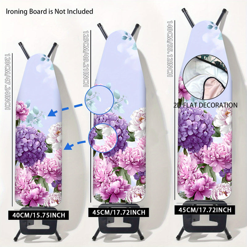Fundas Lavables para Tabla de Planchar con Diseño Floral - Sin Necesidad de Tabla, Ajusta a la Mayoría de las Mesas Estándar, Decoración para Lavandería en Rosa, Blanco y Verde - Accesorio Fácil de Instalar, Material Easyclean, 2D Plano