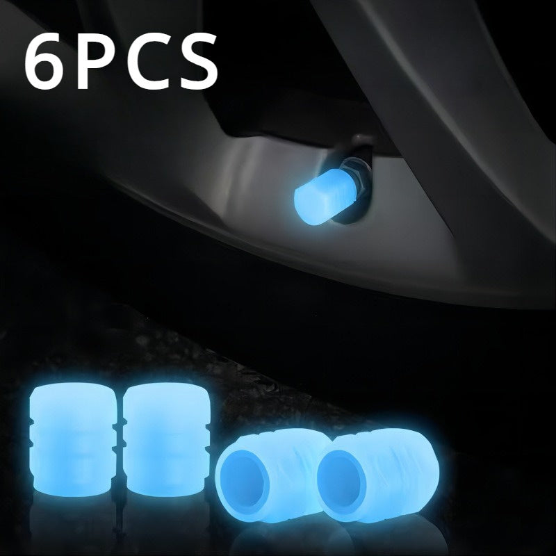 6 tapones de válvula que brillan en la oscuridad - Accesorios de neón verde brillante para autos, motocicletas y bicicletas, seguros y llamativos para la noche