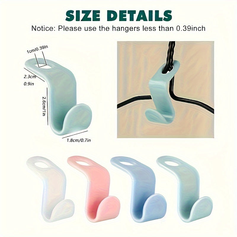20 piezas de conectores de plástico de moda para perchas de ropa, organizador de pared que ahorra espacio, solución de almacenamiento elegante para el armario, accesorios de gancho duraderos para uso doméstico y de cocina, ganchos utilitarios