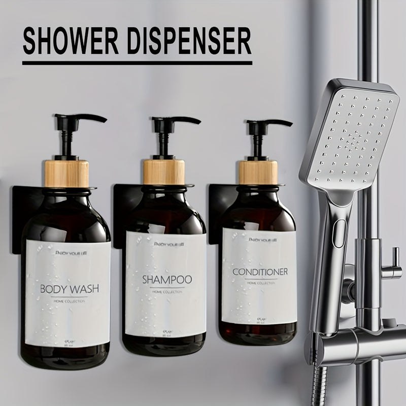 Juego de 3 dispensadores para baño, para champú y gel de ducha, con etiquetas impermeables y soporte, dispensador de jabón recargable, decoración para el hogar