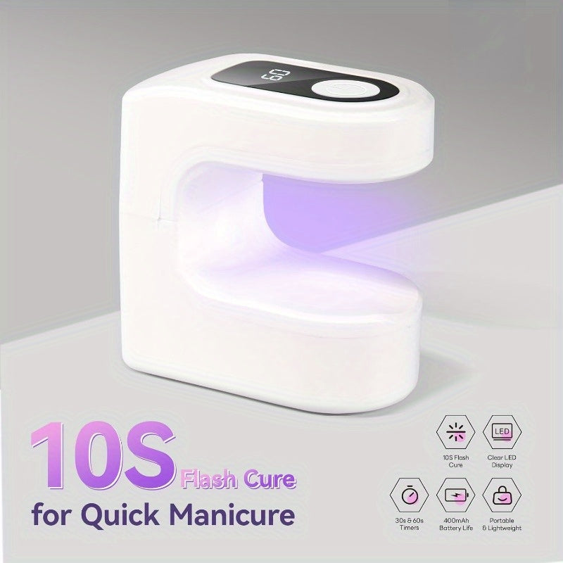1 lámpara de uñas portátil mini con pantalla digital y carga USB - Lámpara de endurecimiento de gel para uso en casa y salón, diseño compacto con opciones negras/blancas, batería recargable, sin fragancia, construcción duradera de plástico, lámpara de uñ