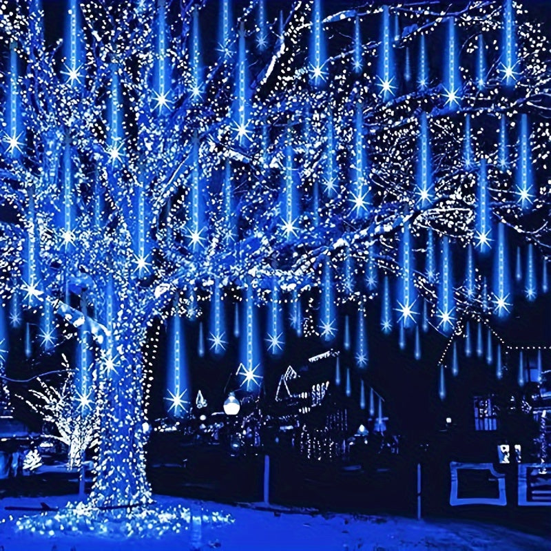 Cadena de Luces de Lluvia de Meteoros con Alimentación USB AMill - 8 Tubos, Plástico, 36V y Menos, Incluye Bombillas, Perfecta para Navidad, Halloween, Bodas, Cumpleaños, Decoraciones Festivas al Aire Libre, Ideal para Patios, Jardines, Calles, No Requie