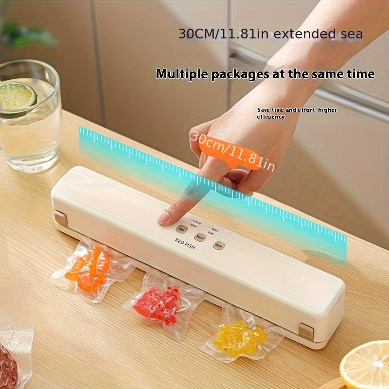 Selladora al Vacío Automática de Carga USB para Conservar la Frescura de Alimentos Pequeños, Adecuada para Envasar Pescado, Verduras y Frutas | Electrodoméstico Moderno con Estructura de Plástico Duradero