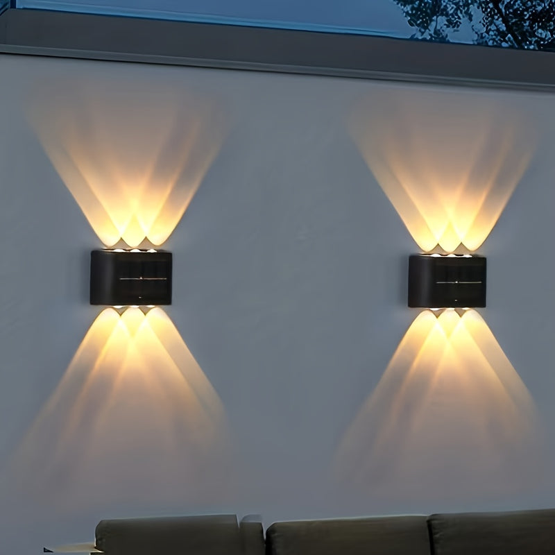 Lámparas solares para exterior con 6 LED, paquete de 2 piezas. Incluye 6 luces LED, 2 modos de iluminación, sin necesidad de carga, fácil instalación y no daña la pared