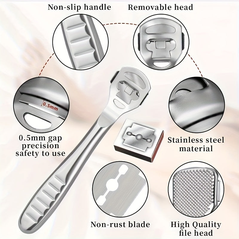 Juego de Herramientas de Pedicura de Acero Inoxidable para el Cuidado de los Pies, Limas Multifuncionales para Piel Muerta, Raspador de Callos, Profesional para Hombres y Mujeres, Lima de Pies Portátil para Piel Muerta