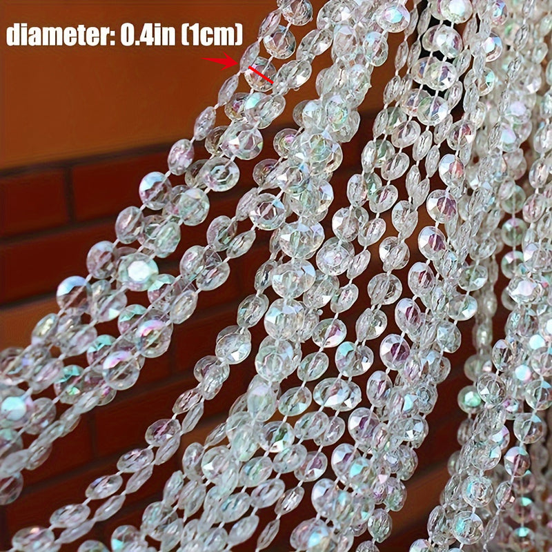1 guirnalda de cuentas brillantes de 15.0 metros para decoración de bodas, adornos colgantes con temática de gemas acrílicas para el hogar y fiestas, sin necesidad de electricidad ni plumas