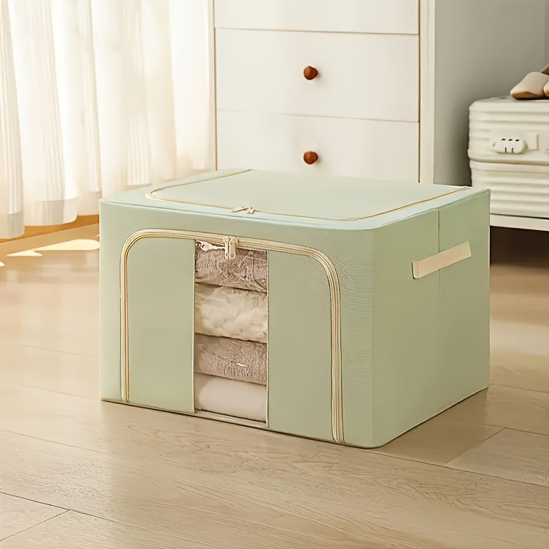 1pc Caja de Almacenamiento Plegable Sencilla, Bolsa con Cremallera de Gran Capacidad, Organizador Ligero Antipolvo para Armario, Caja Multifuncional para Ropa, Almacenamiento Debajo de la Cama