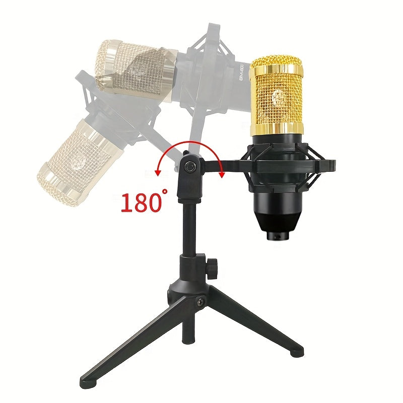 Paquete de equipo de podcasting de escritorio V8 con interfaz de audio y tarjeta de sonido en vivo integrada, y micrófono condensador BM800. Micrófono de podcasting adecuado para grabación, transmisión y streaming en vivo.