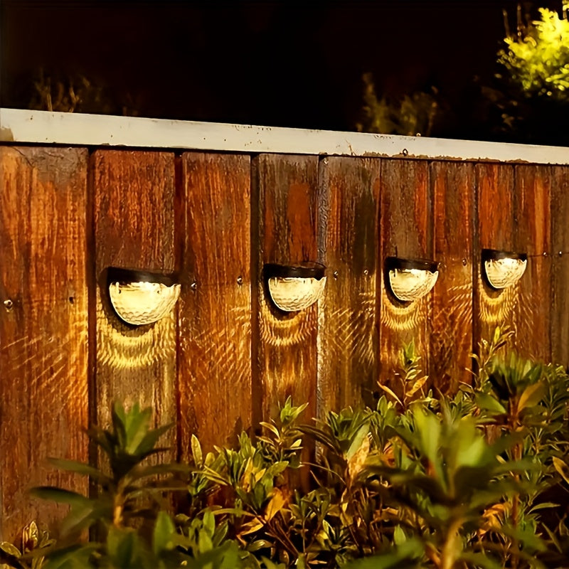 Luces Solares de Valla Semicircular de 6LED para Exteriores y Luz Nocturna de Sombra en Blanco y Negro, Lámpara de Pared en Forma de Gota de Agua para Escaleras 5pcs, 8pcs