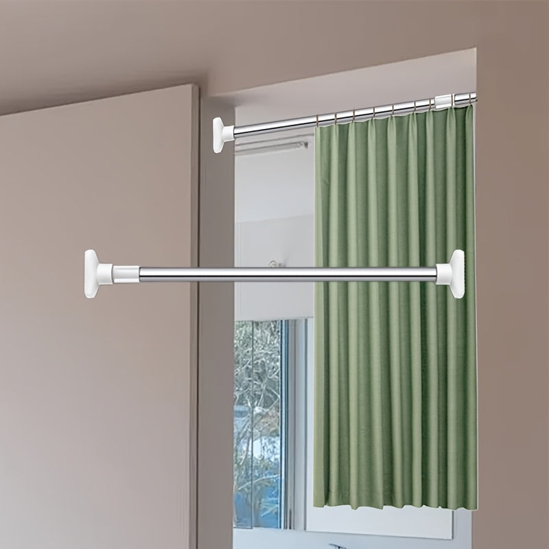1 pieza de varilla telescópica de acero inoxidable - Instalación fácil, soporte de armario y baño sin perforación, ideal para colgar ropa, toallas y cortinas de ducha, versátil para puertas y armarios, varilla para colgar ropa