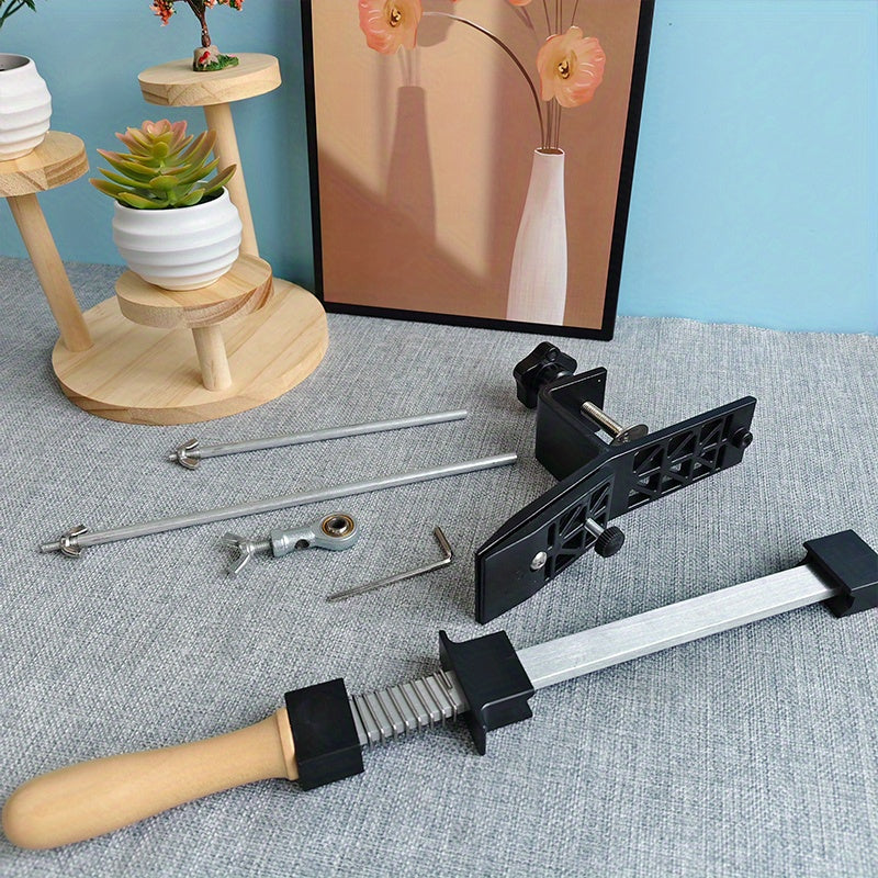 Afilar cuchillos con ángulo fijo profesional - Aleación de aluminio negro, sistema de afilado para cuchillos rectos y dentados, base antideslizante, operación manual, herramienta de cocina para afilar
