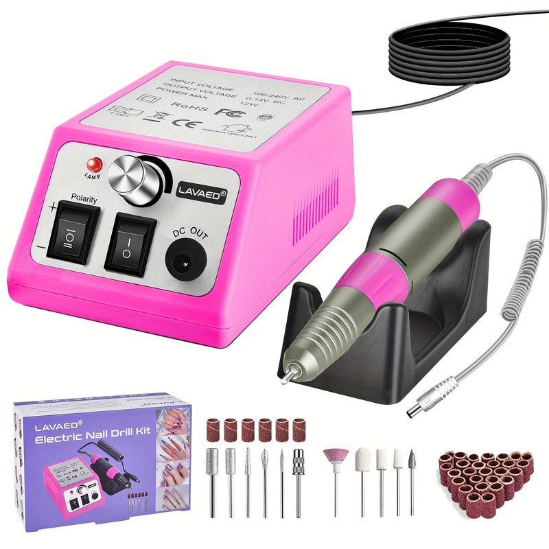 Kit profesional de taladro para uñas 2025, con mango de metal, 38 bandas de lijado, 11 puntas, base soporte y manual, ideal para manicura, pedicura y remoción de esmalte en gel, en casa o salón