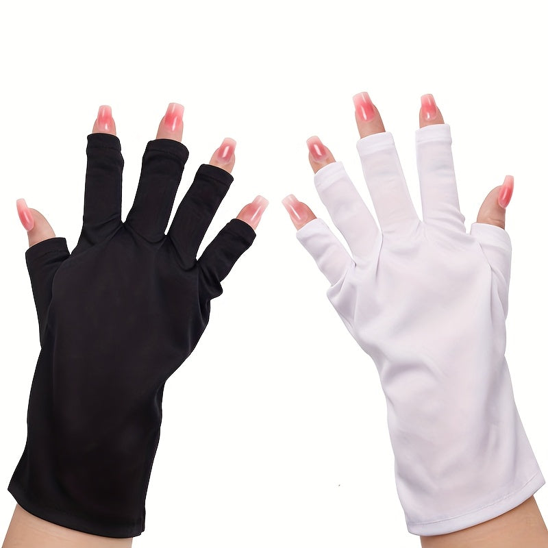 Guantes UV para Manicuras en Gel, Guantes Profesionales de Protección UV UPF99+ para Lámpara de Uñas en Gel, Guantes de Protección UV Profesional para Manicura, Guante AntiuV sin Dedos Color Claro Beis para el Cuidado de las Uñas