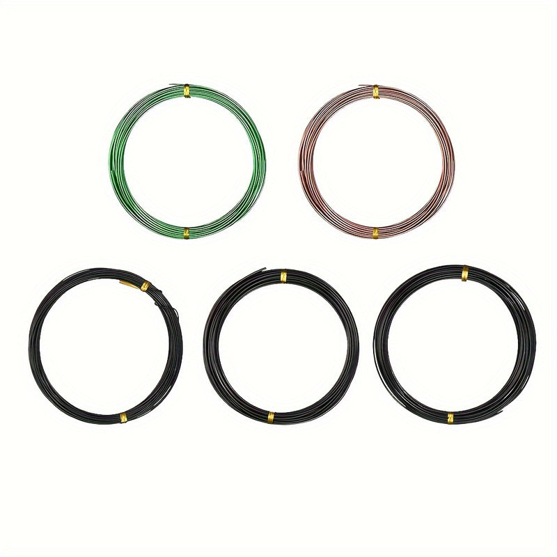 5 rollos de alambre para bonsái y kit de herramientas, incluye 164 pies de alambre para árboles en tamaños de 1mm, 1.5mm y 2mm de aluminio. Ideal para bonsáis de interior