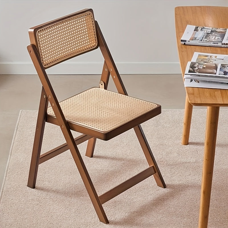 1 pieza, silla plegable de alta calidad para sala de estar y comedor con respaldo, ligera y portátil, cómoda y duradera, diseño que ahorra espacio, estructura de bambú sólido - estable y duradera (puede soportar 149,69 kg) Fácil de limpiar - Muy adecuada