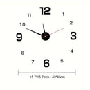 Reloj de Pared Silencioso y Luminoso Moderno - Autoadhesivo, Números Grandes Dorados y Segundero Rojo, Diseño de Espejo Acrílico para Sala o Estudio, Funciona con Pilas (Pila AA No Incluida)