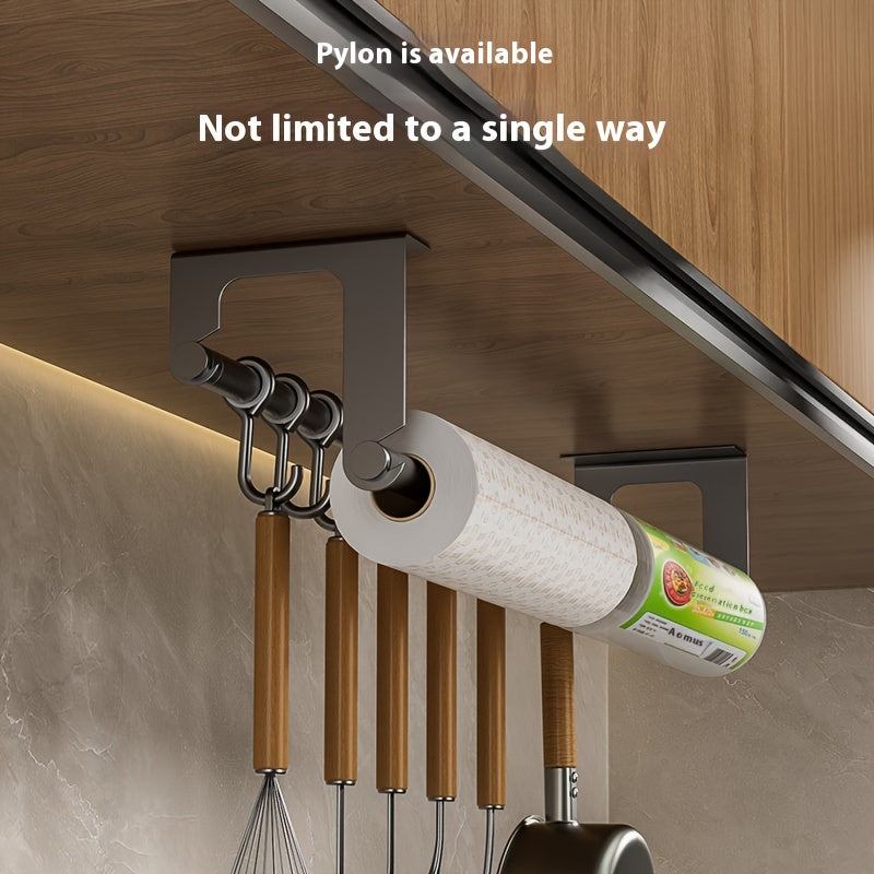 Organizador de Cocina de Acero Inoxidable - Gancho de Pared con Porta Pañuelos, Almacenamiento Multiusos para Utensilios y Accesorios