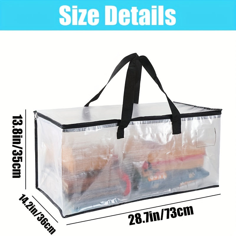 Bolsa de ropa plegable transparente con asas reforzadas y cremallera duradera, perfecta para almacenar ropa, edredones, mantas y ropa de cama