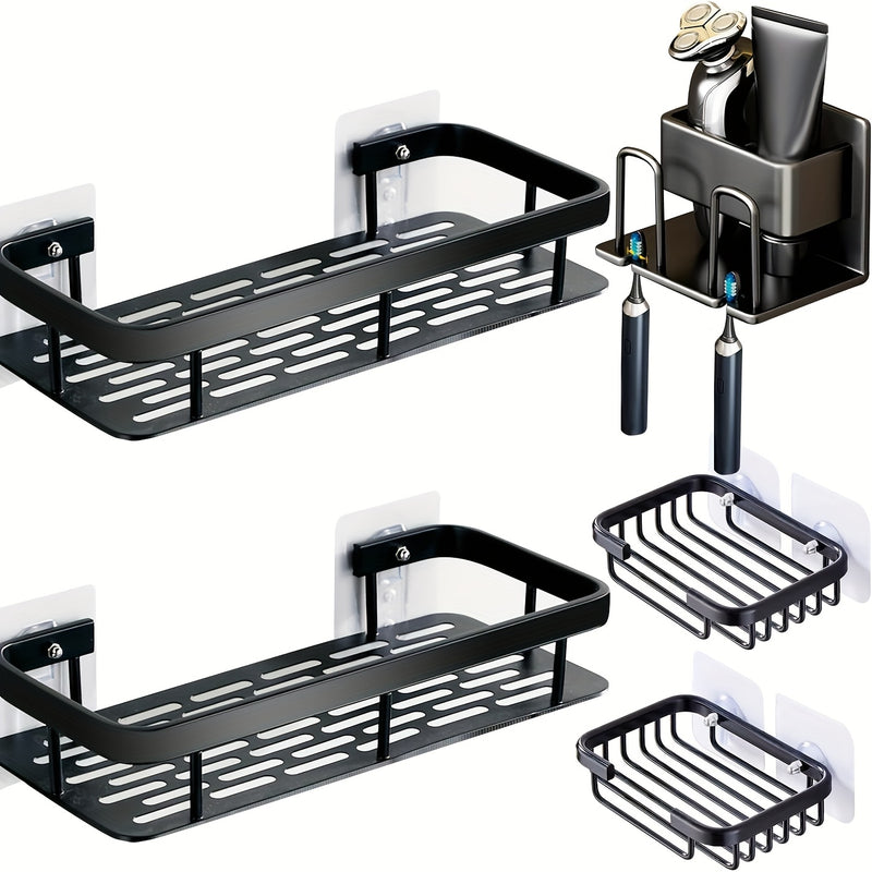Organizador de ducha montado en pared, gran capacidad, instalación sin taladros, portajabones flotante para baño y cocina, ahorro de espacio, fácil de instalar, organizador de artículos de tocador y cosméticos
