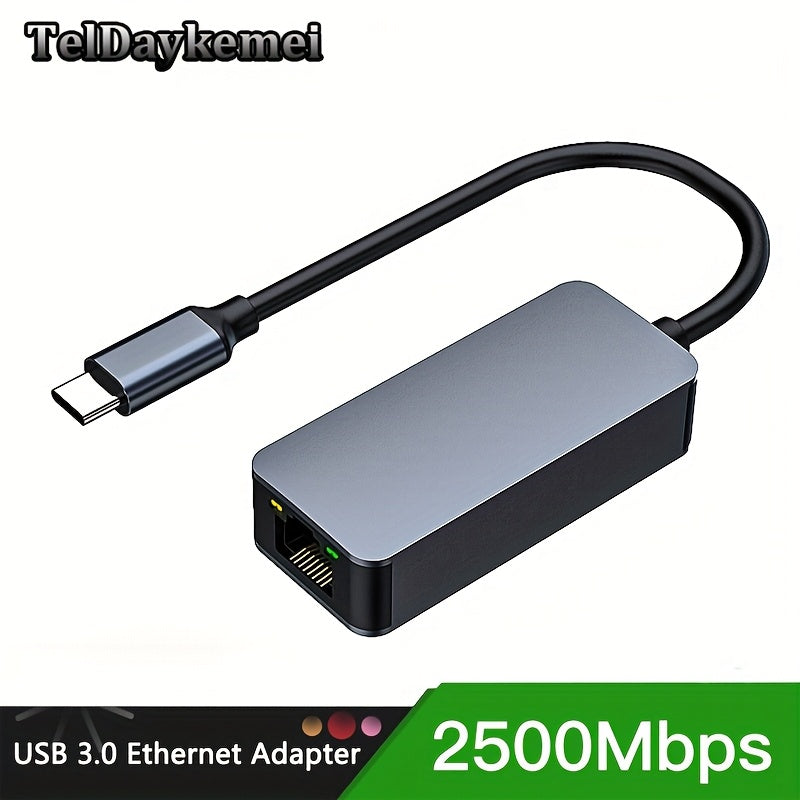 Adaptador USB C a RJ45 2.5G de 2500Mbps con Cable, Compatible con Windows 7/8/10/11 y MAC, Hub LAN para PC Portátil, Configuración de Red Oficina, Convertidor Ethernet Moderno, Rendimiento Fiable, Ideal para Entusiastas Tecnológicos