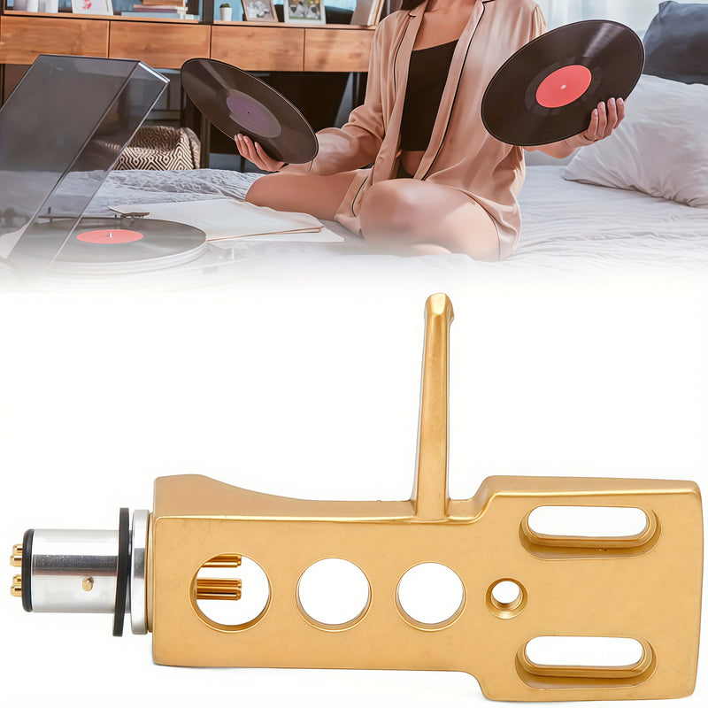 Soporte de Cabezal de Tocadiscos y Cartucho de Fonógrafo de Aleación de Aluminio Premium con 4 Cables de Conexión – Opciones Doradas, Blancas, Rojas, Negras para DJs y Aficionados al Vinilo
