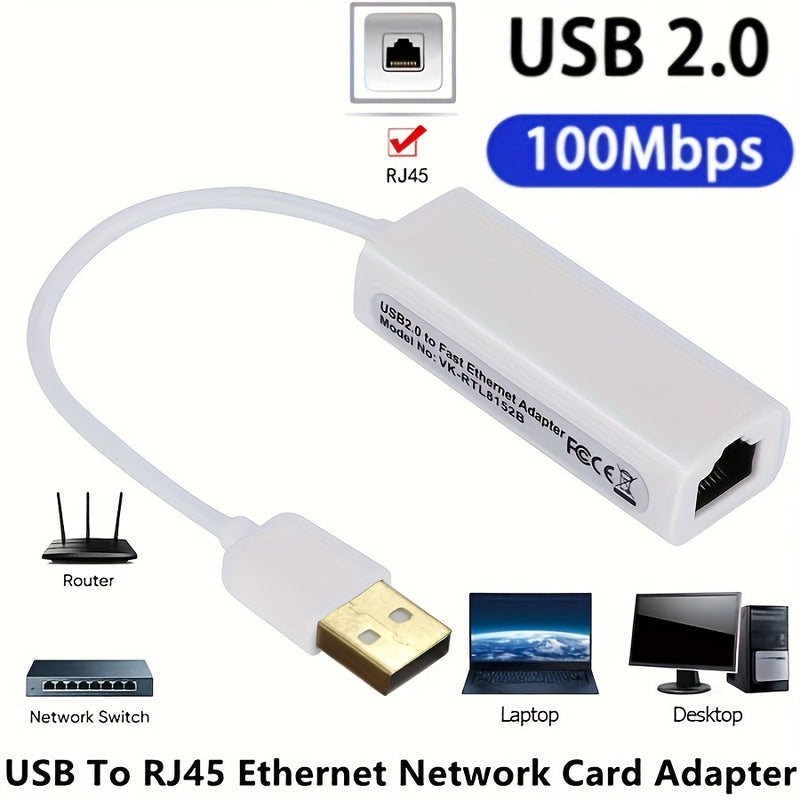 Convertidor de cable Ethernet USB USB 2.0 a 10/100 Red Lan RJ45 Puerto hembra Adaptador con cable