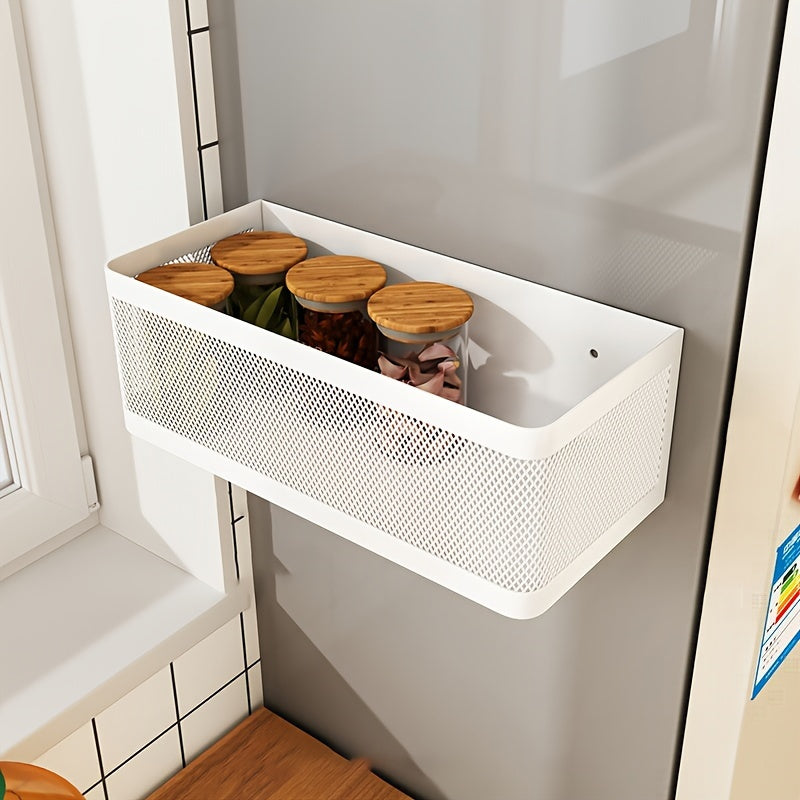 1pc Soporte Magnético de Almacenamiento Lateral para Refrigerador de Cocina, Cesta Colgante para Hueco de Placa