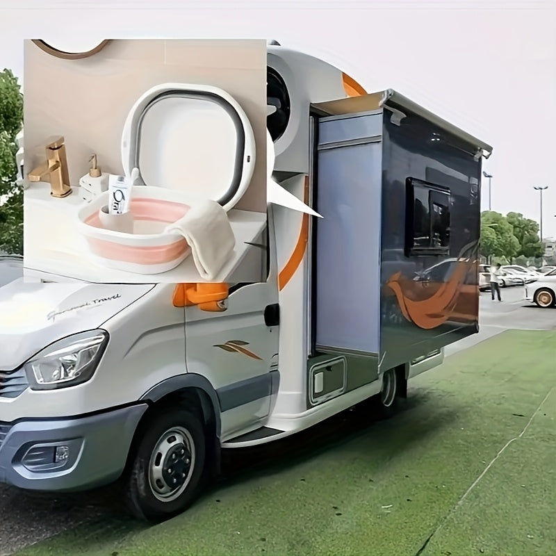 Esencial de Viaje | Bañera de Pie Plegable y Portátil - Plástico Grueso Duradero con Diseño a Rayas - Ideal para el Hogar, Residencia Universitaria o Uso al Aire Libre - Perfecto para Lavar Manos y Pies