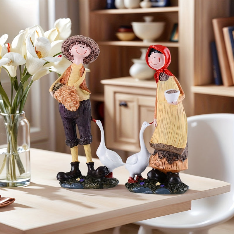 Decoración de Hogar Artesanal en Resina para el Día de San Valentín, Temporada de Graduación y Fiesta del Mes de Junio - Exhibición Creativa de Pareja Campestre