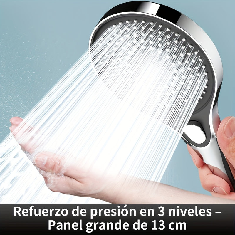 Cabezal de ducha de alta presión con panel grande electroplateado, cabezal de ducha presurizado, cabezal de ducha súper potente, cabezal de ducha tipo lluvia para baño
