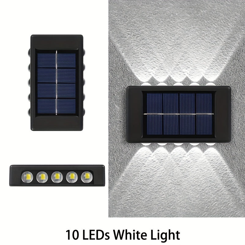 6 u 8 piezas, lámpara solar para jardín con 10 LEDs, luz guía para cercas, iluminación para porche, lámpara pequeña de pared, espejo convexo luminoso superior e inferior, ideal para jardín, patio o terraza