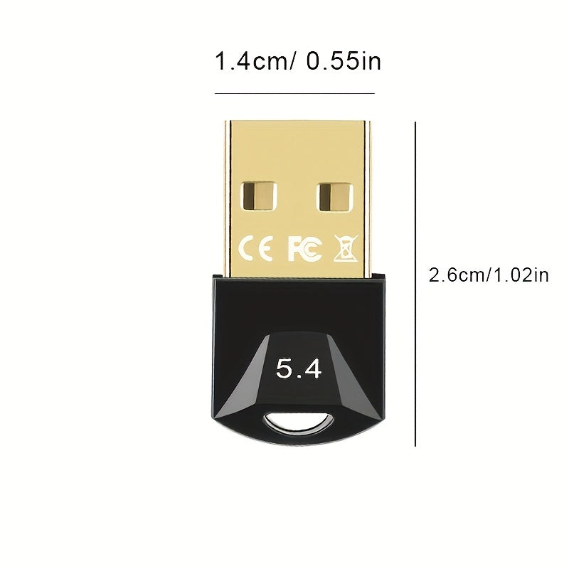 Adaptador inalámbrico USB BT 5.4, receptor de dongle inalámbrico USB, compatible con varios dispositivos como computadoras, auriculares, teclados, ratones y altavoces. Conéctalo y juegue para Windows 11/10/8.1, automáticamente compatible con versiones an